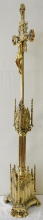 French Gothic Antique High Altar Set of Candlesticks and Crucifix